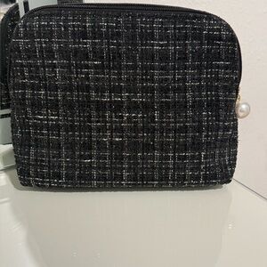 Ulta Beauty Elegant Black Tweed Cosmetic bag